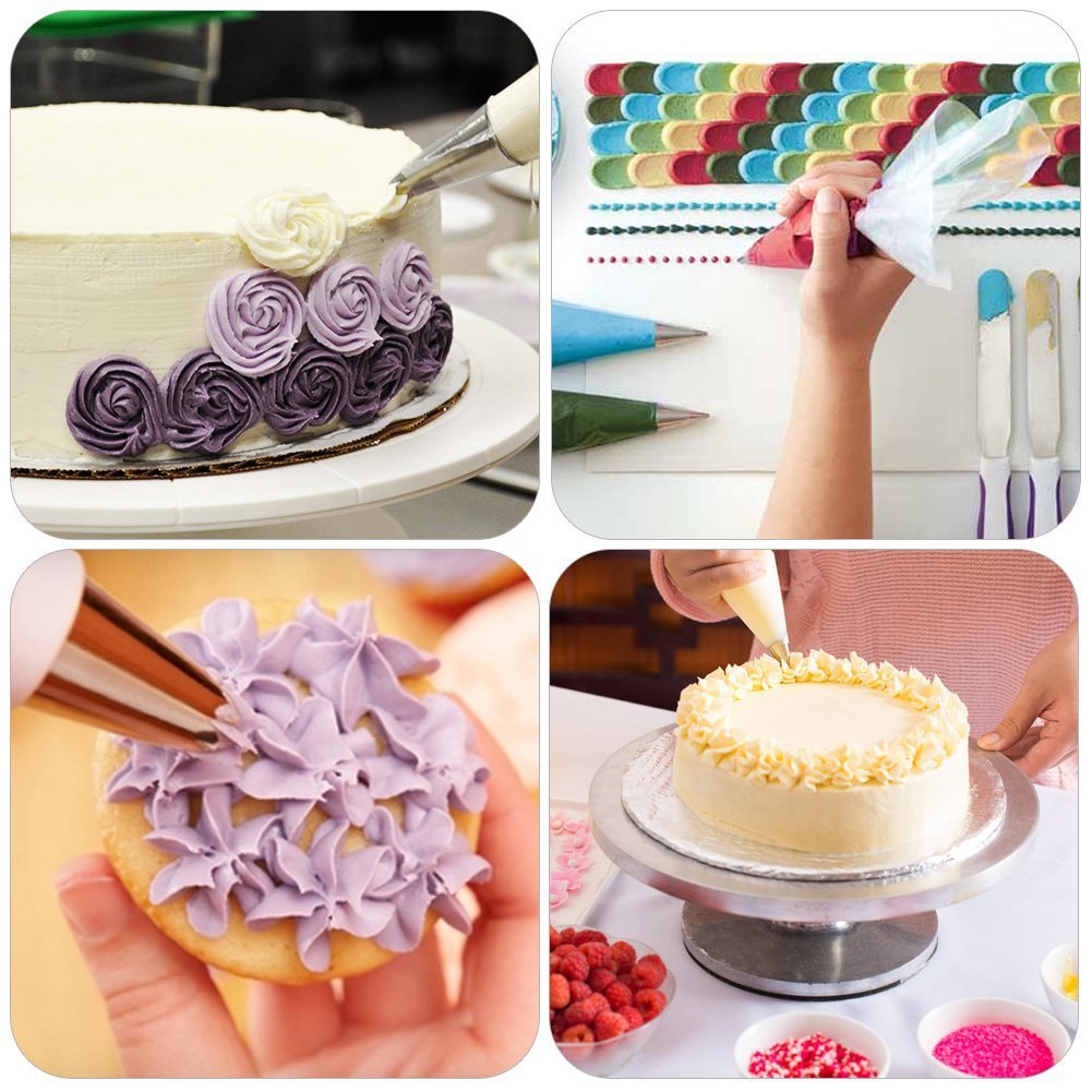 hpk Plastic Cake Decoration Tools with Full Rotating Round Table and Accessories, Multicolour, 31 piece 1
