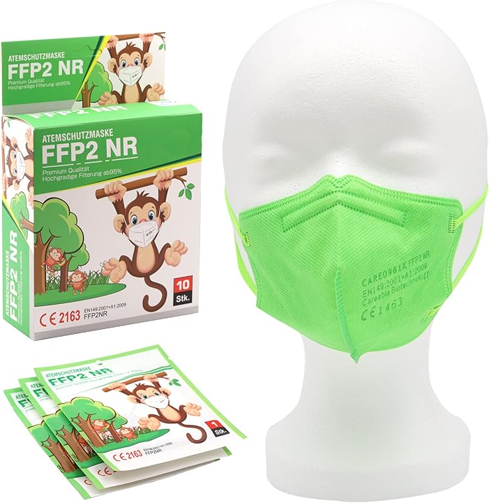 Mascherine ffp2 per bambini certificata en149: 2001 + a1: 2009 - 20 pezzi asarah