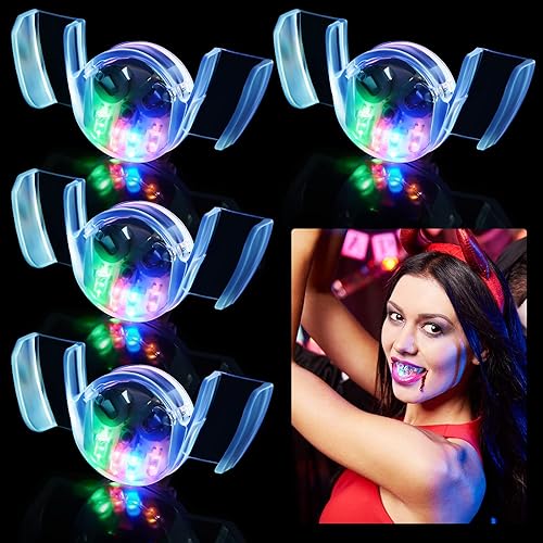 Lewtemi 36 piezas de Halloween intermitente protector de dientes con luz LED multicolor para dientes de Halloween, regalos de fiesta LED para fiesta