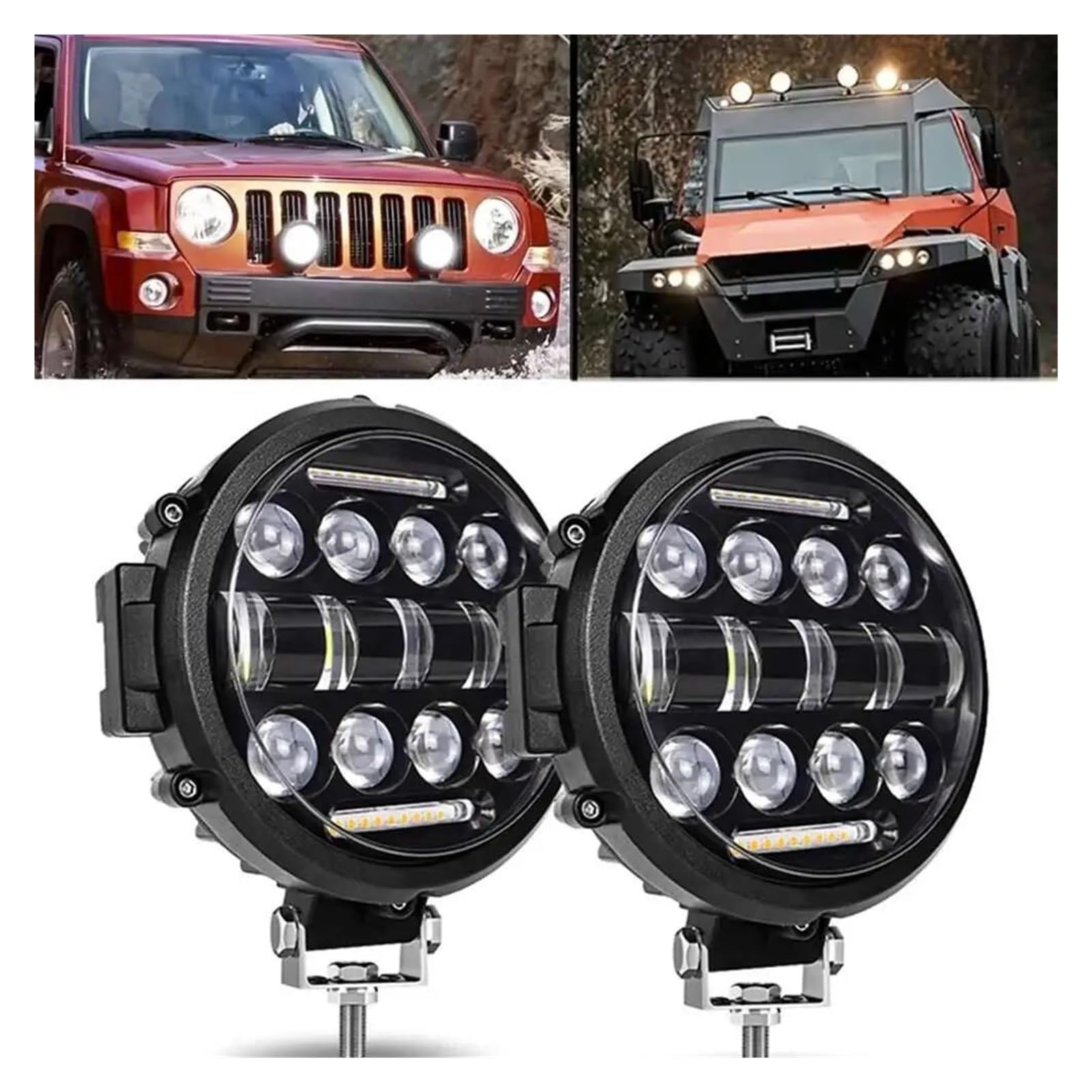 Luces Circulación Diurna Barra Luz LED Obra Para Coche 7 Pulgadas Lámpara Conducción Para Jeep Todoterreno Barco Tractor Camión 4x4 SUV UTV ATV Foco Led Antiniebla(1 uds)