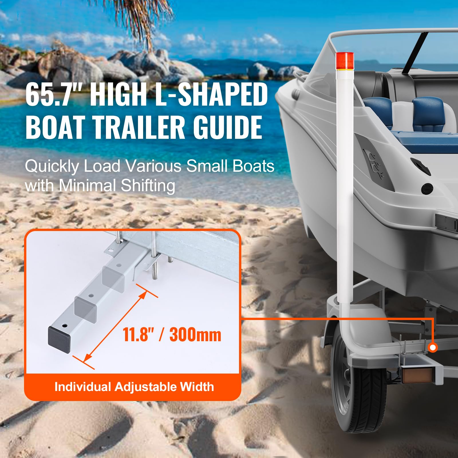 Happybuy Marine Trailer Guide Set, 62'' with LED Illumination, Pair of Steel Anti-Rust Guide Poles, Equipped with PVC Sleeves, Ideal for Ski, Fishing, or Sailboat Trailers