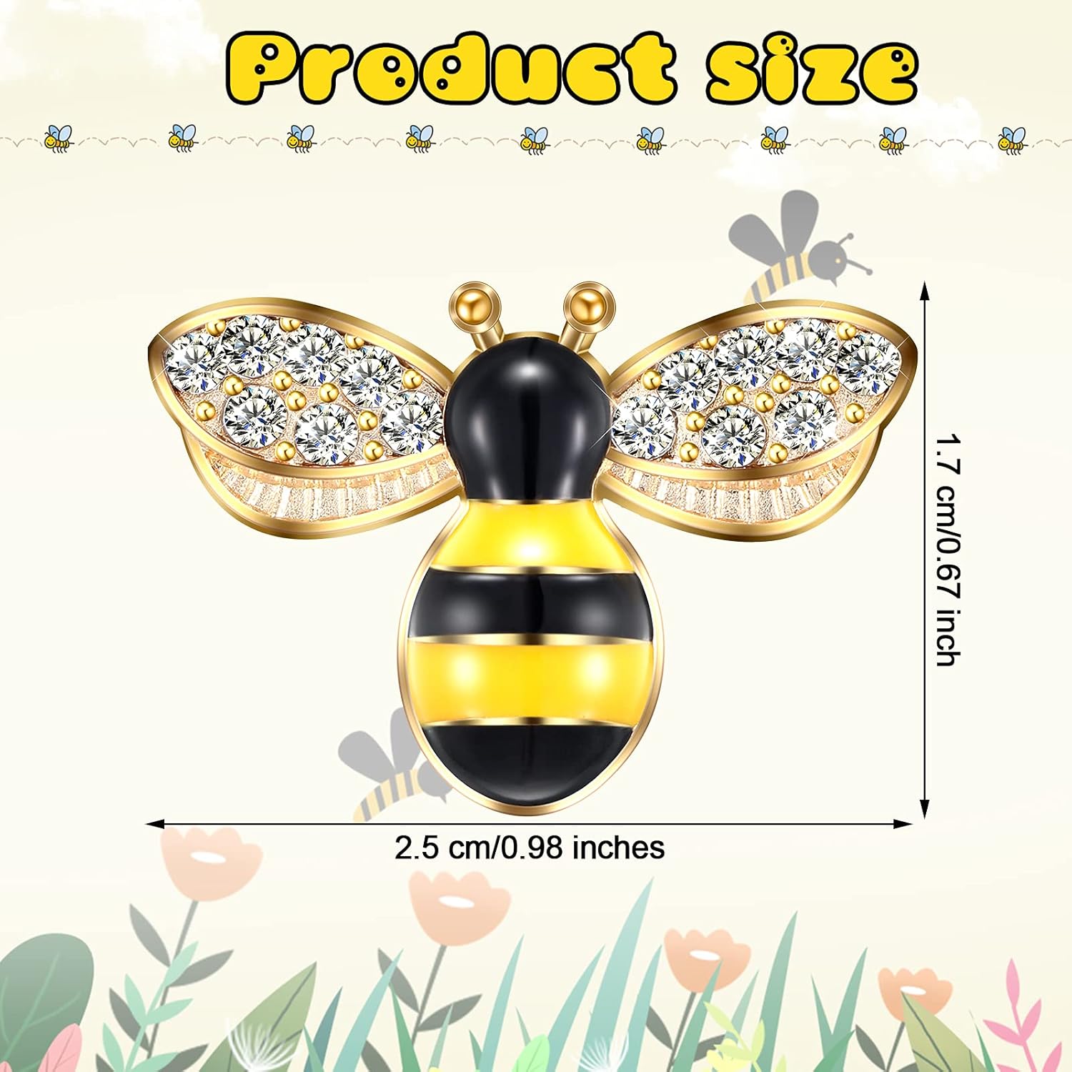 Hicarer 50 Pcs Bee Charms for Crafts, Bee Pendants, Enamel Alloy Honeybee Rhinestone Embellishments, Self Adhesive Painted Decorations for Jewelry Making Handmade DIY - Image 2