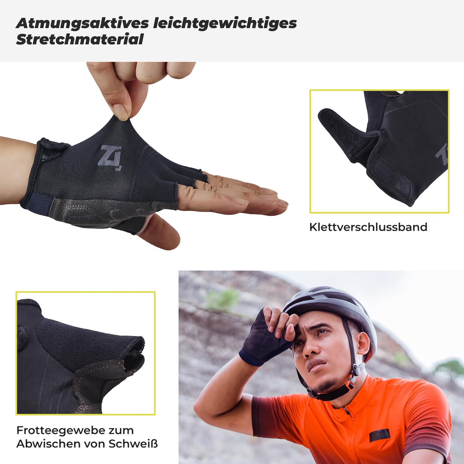 OOZi Guanti da ciclismo senza dita, per uomo e donna, materiale elasticizzato leggero, resistenti, imbottiti, per mountain bike, viaggi su strada, allenamento al coperto, sollevamento pesi