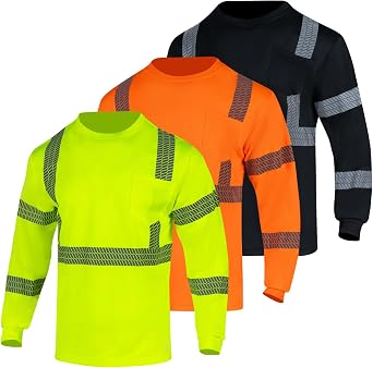 High Visibility Reflective Safety Shirts for Men Class 3 Breathable and Lightweight Hi Vis Construction Work T-Shirt