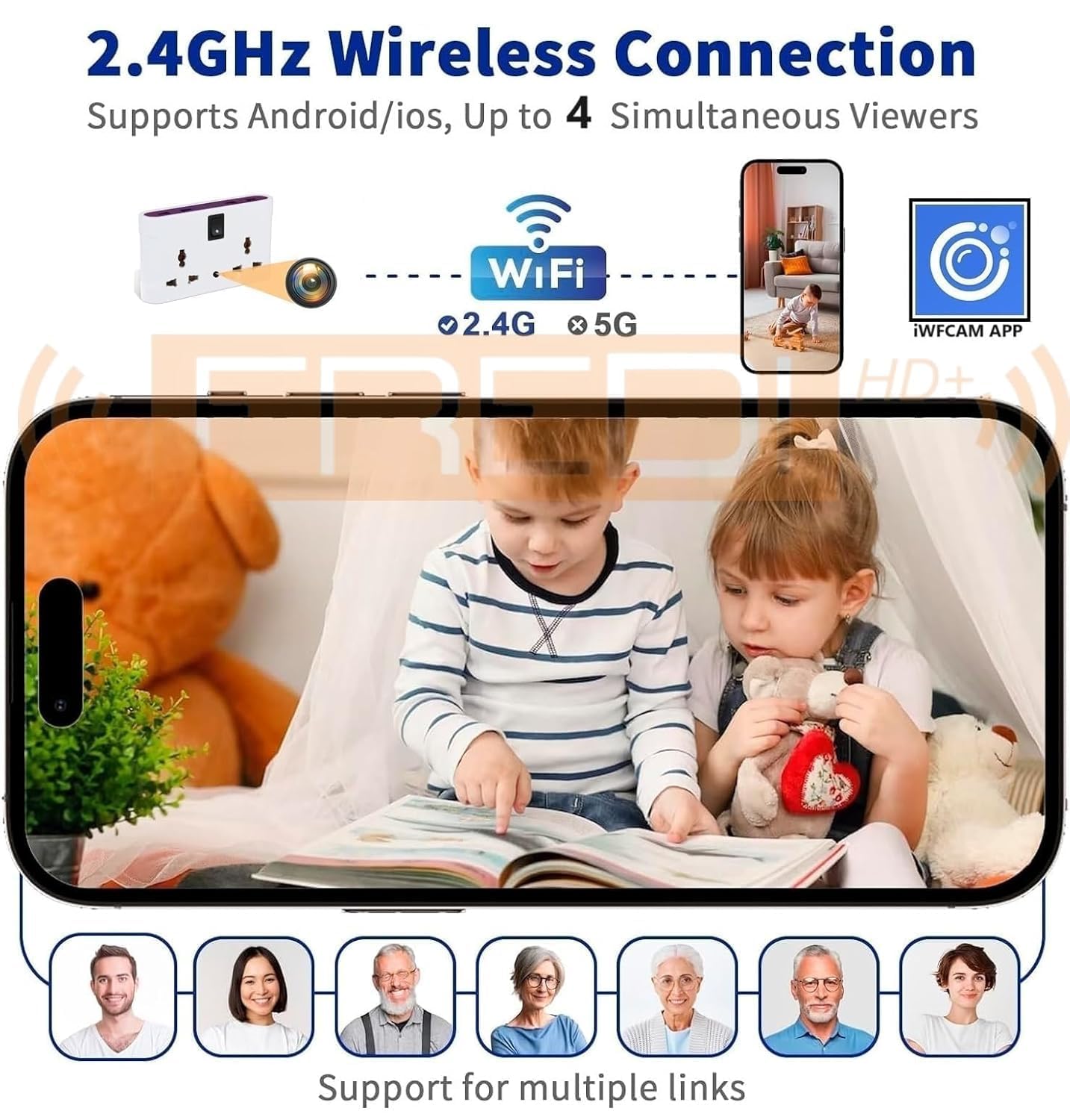 FREDI HD PLUS WiFi 3-Pin Socket Camera 1080P HD | Plug Socket Camera with 32GB Inbuilt Storage | Live View on Mobile & PC via iWFCam App | Plug & Play Indoor Monitoring Device for Home Office Shop 2