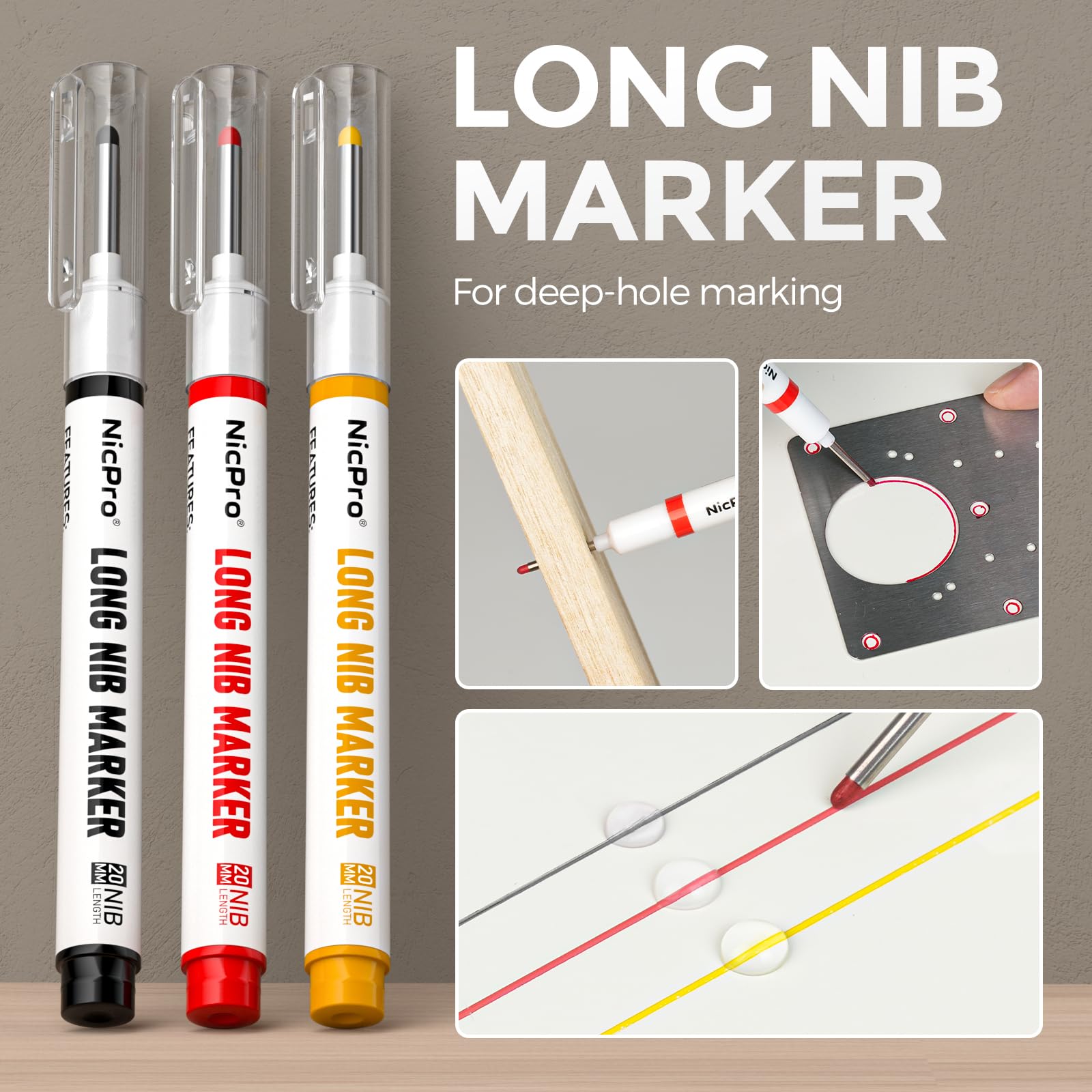 Nicpro 5 Pack Carpenter Pencil with Sharpener, Construction Mechanical Pencils with 48 Refills, Heavy Duty Marking Tool - Image 3