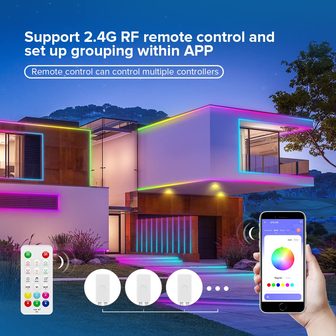 BTF-LIGHTING FCOB - Striscia LED COB RGBW IC, 24 V, 5 m, 784 LED/m, set | Adrizzabile RGB + bianco naturale 4000 K, cambio di colore, ad alta densità, flessibile, con controller SP649E e alimentatore
