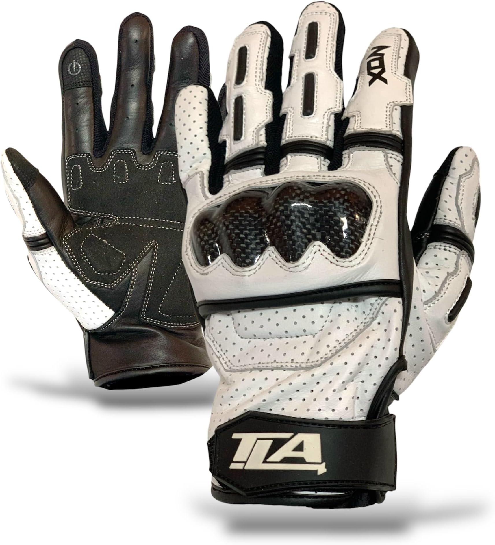 TLA NOX Leather Motorcycle Gloves with CE Approved Knuckle Protection Sizes up to 4XL for Men and Women Touch Screen Motorcycle Scooter Gloves