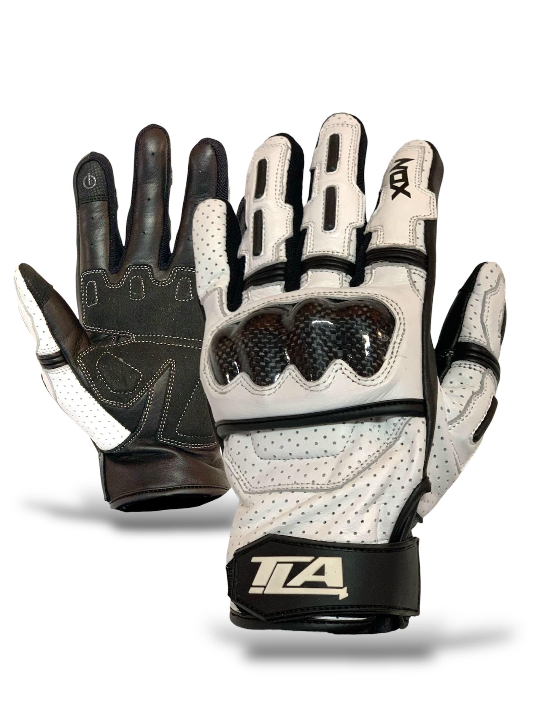 TLA NOX Guantes moto cuero, protección nudillos contra impactos, homologados CE, 2XS-5XL hombre y mujer. Guantes scooter, pantalla táctil, puño corto, verano, entretiempo, transpirables