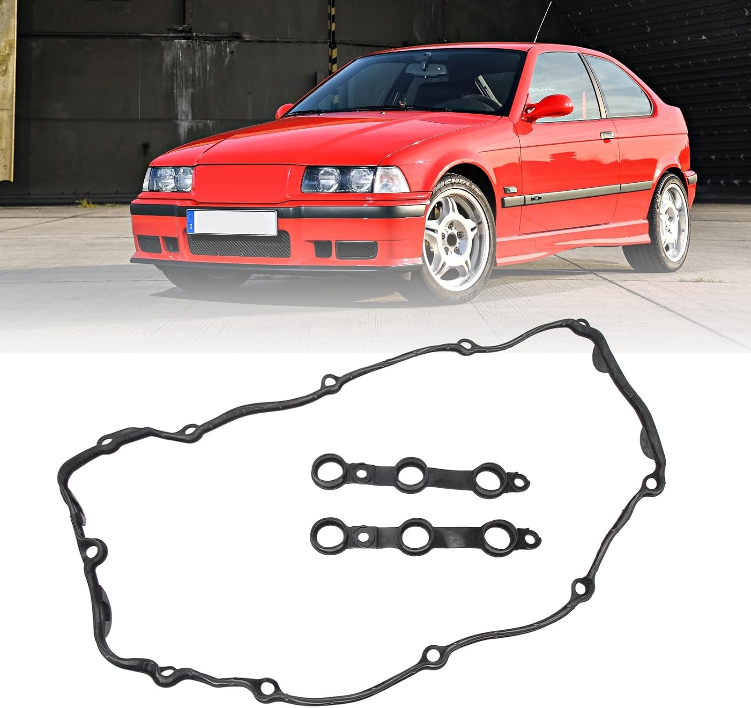 Valve Cover Gasket with 17 Grommet Seals 11 12 9 070 990 for E46 E39 E36 Black