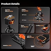 Vista 6 de K&F CONCEPT Kit de abrazadera de brazo mágico de 22 pulgadas, soporte de cámara de escritorio superior, brazo articulado largo de fricción