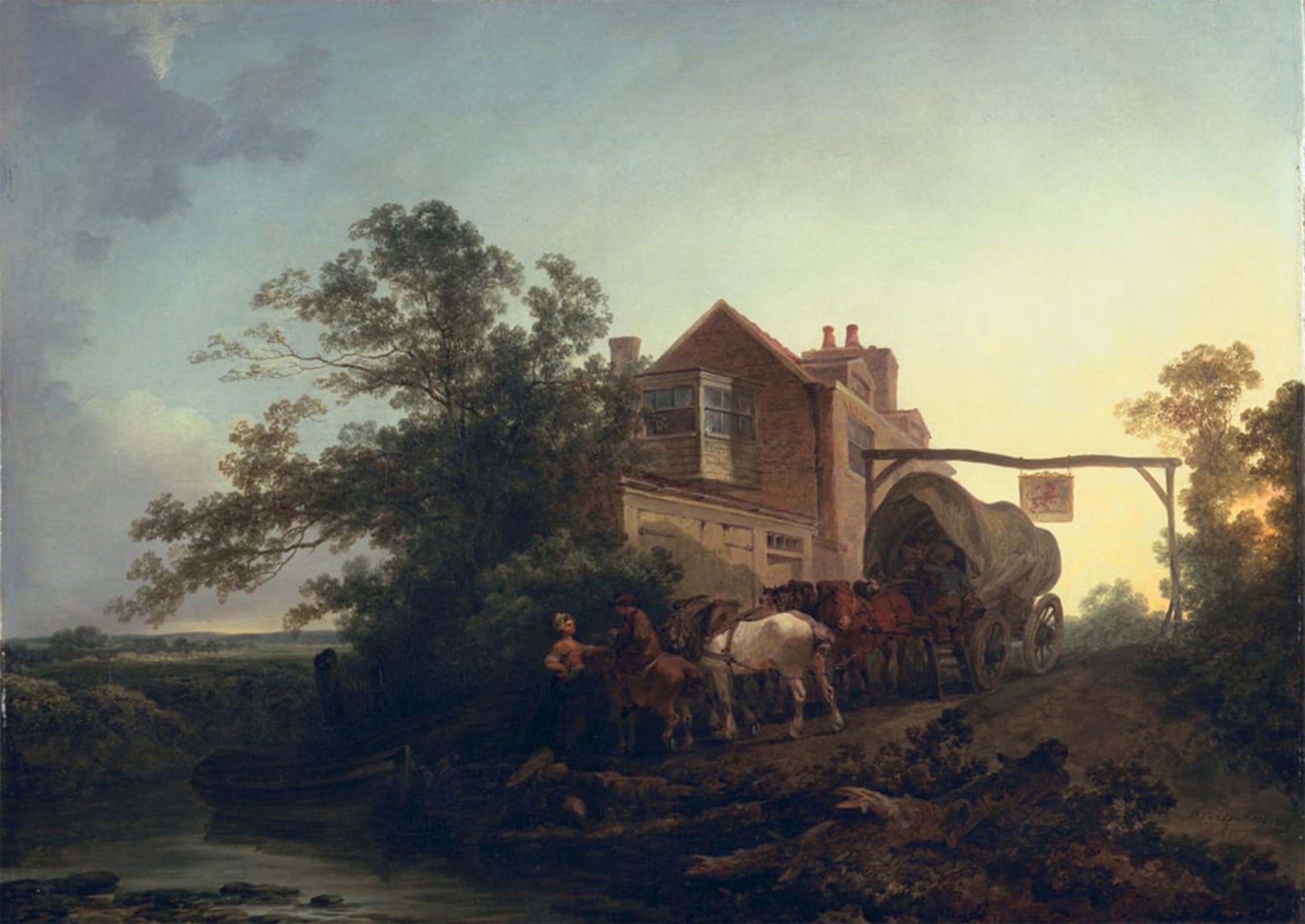 SERENDIPITP Aesthetic Poster Photo Wall Print Retro Picture Wagon Outside an Inn by Philippe Jacques De Loutherbourg Modern Wall Artwork for Home Decor 60x90cm