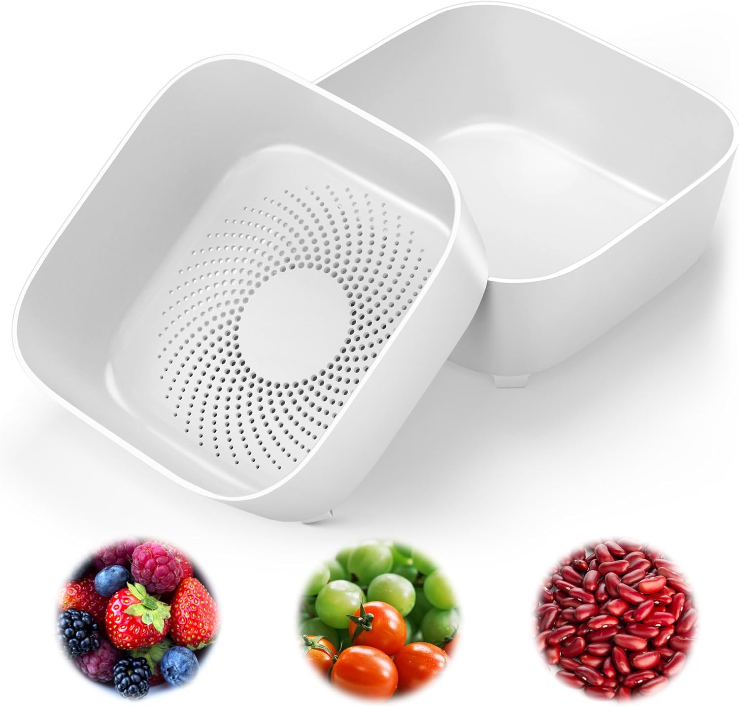 Colander for Kitchen, Detachable Fruit Bowl with Drip Tray