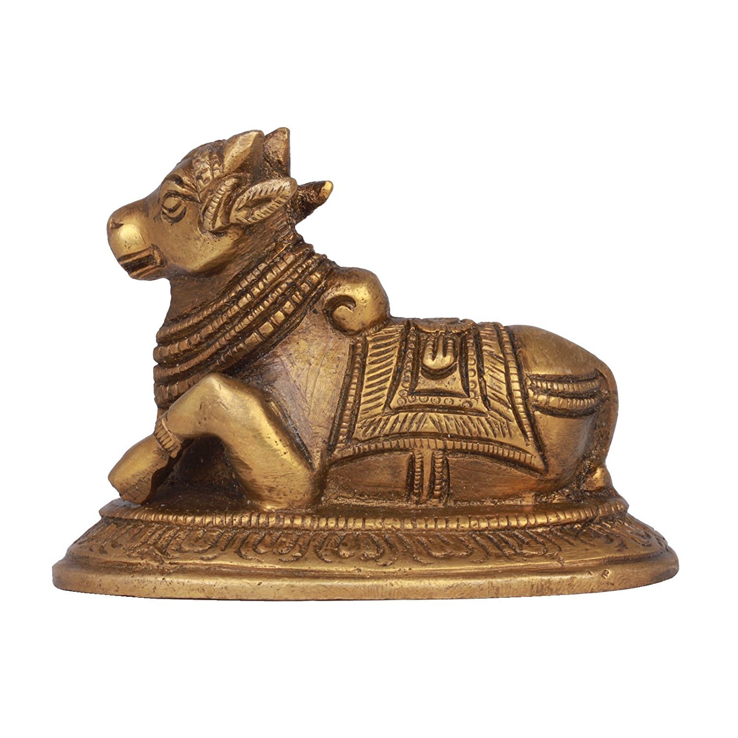 Kartique Brass Nandi Idol Savari of Lord Shiva in Gold Color for Home Office Decoration Height 3.5 Inch - Image 2 thumbnail