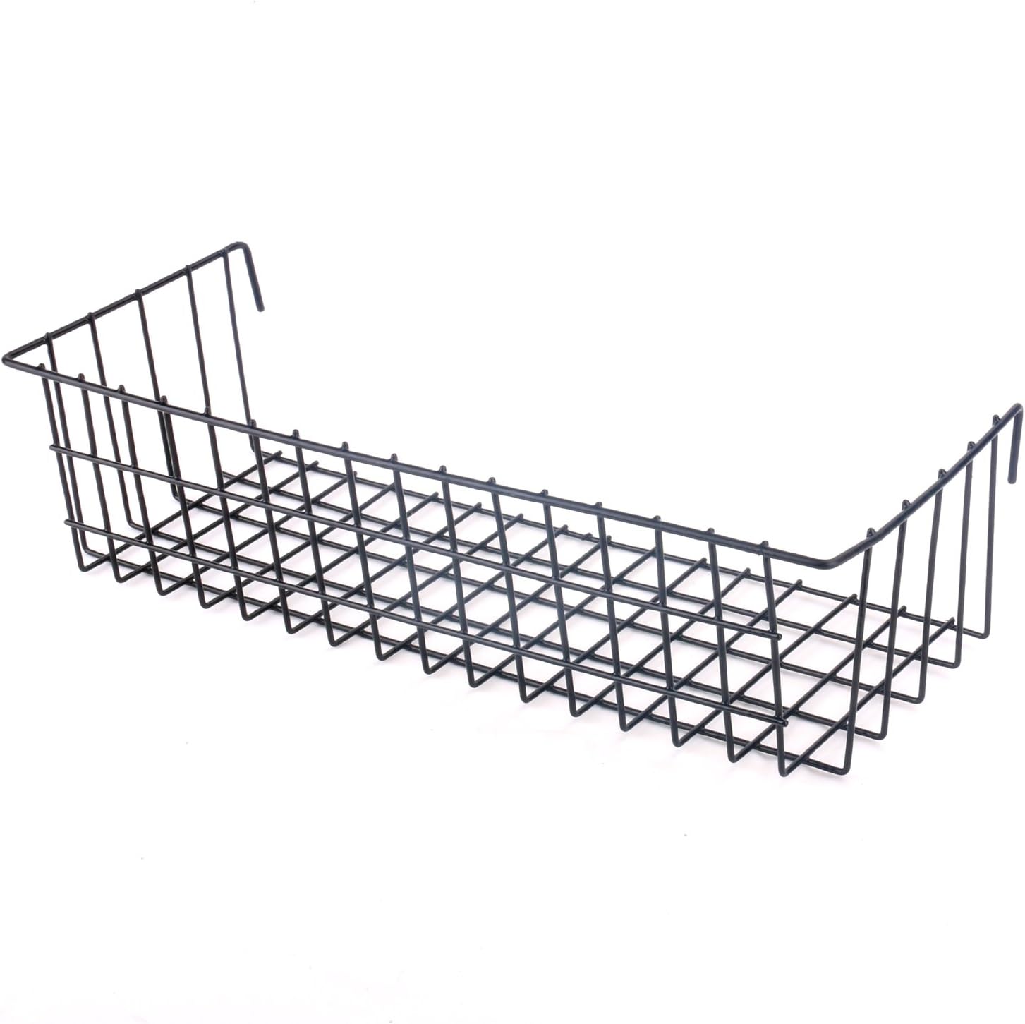 Kaforise Hanging Basket for Wire Wall Grid Panel, Multi-Function Wall Storage and Display Basket, Size 15.4"x 5.7" x 3.9"(W x L x H), Vinyl Dipped Black