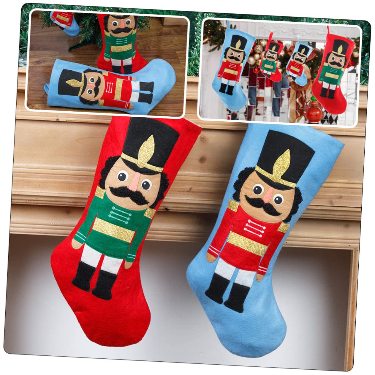 4 Stück Soldat Weihnachtsstrumpf Weihnachtsbaum hängende Strümpfe Dekoration für Weihnachtsfeiern Weihnachtsdekorationen Weihnachtssocken Christbaumschmuck Baum Anhänger