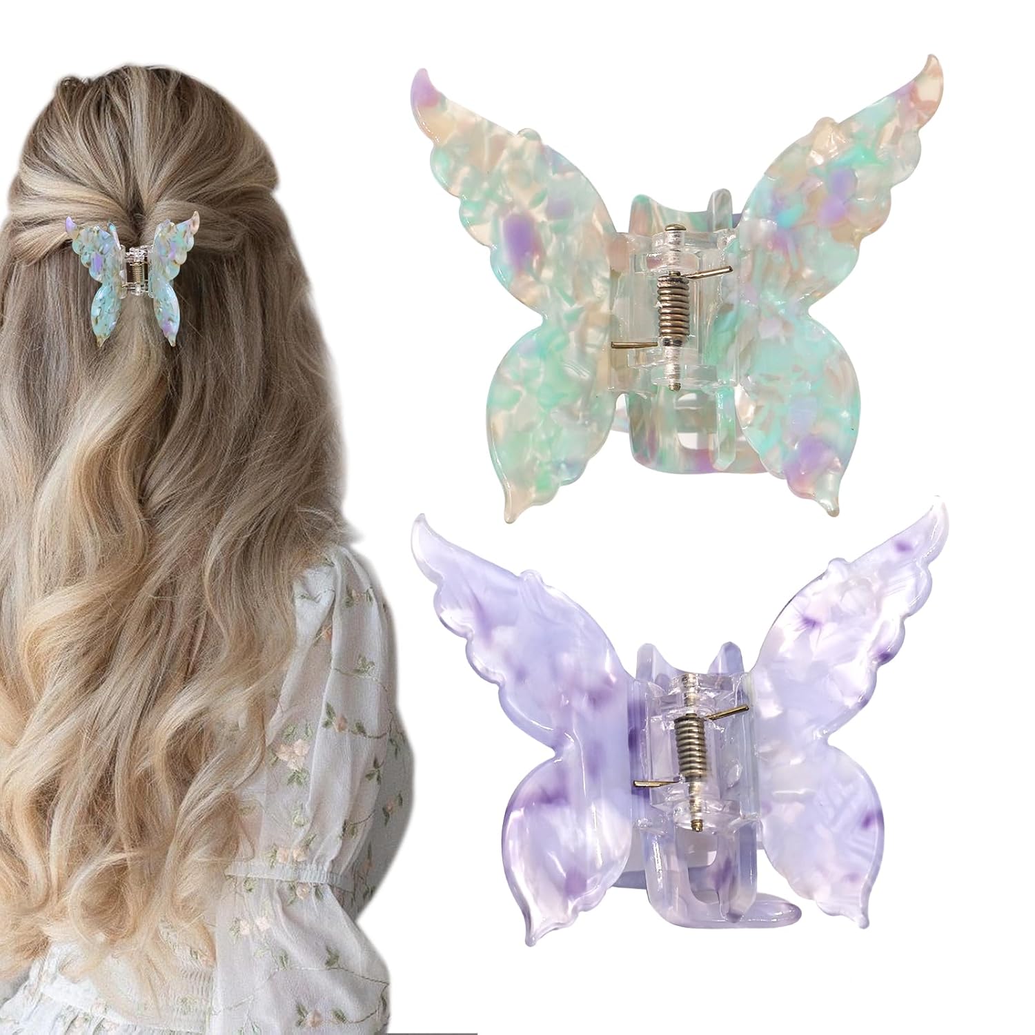 Medoca Medium Butterfly Hair Claw Clips - Non Slip Design