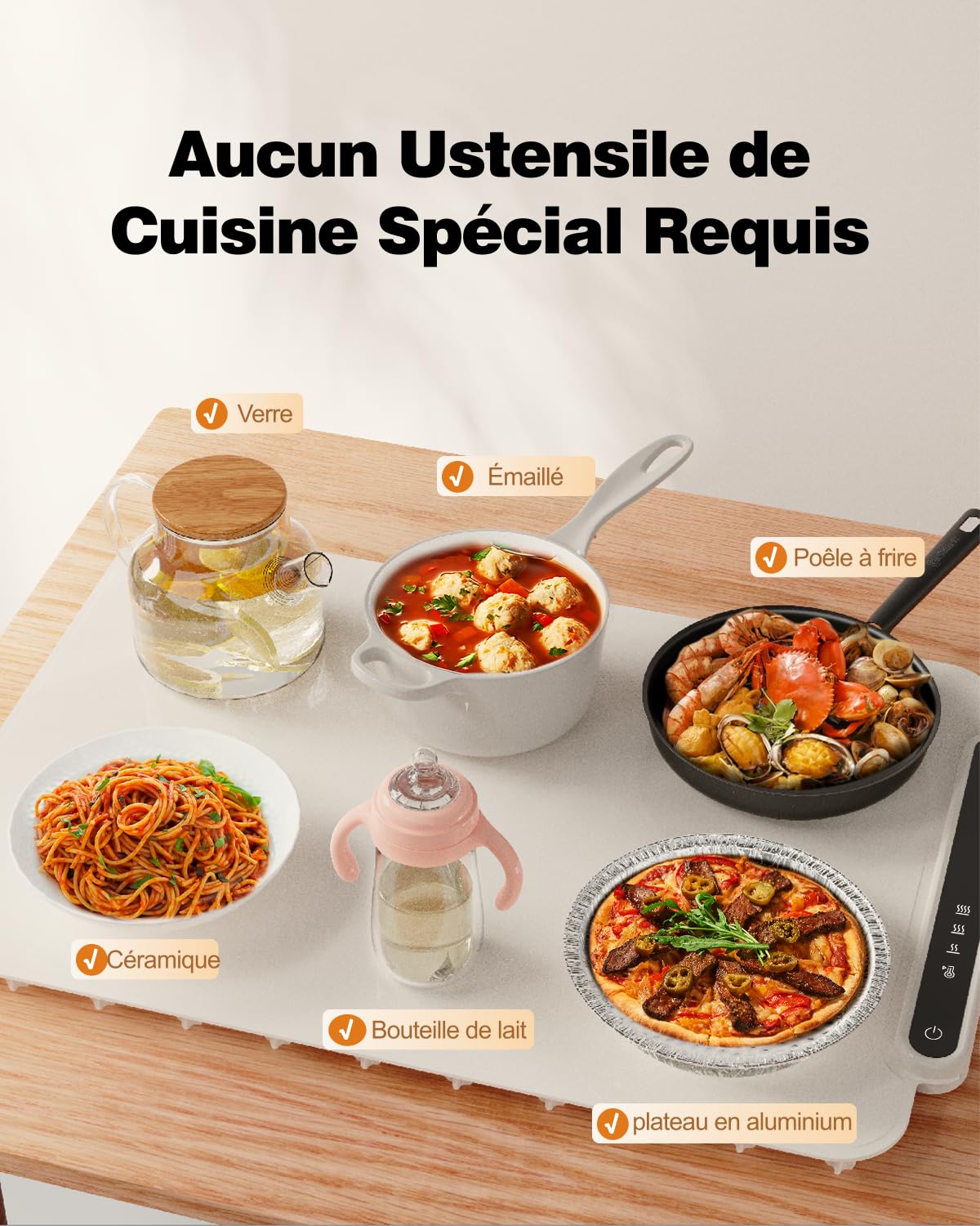 iTRUSOU Chauffe Plat Électrique, Plateau Chauffant Électrique Température Ajustable, Portable Pliable Chauffe-Assiette Alimentaire en Nano-Silicone pour Fêtes, Buffets, Réunions de Famille