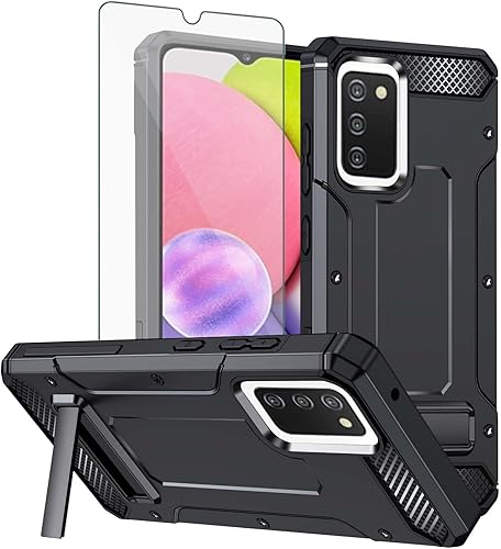 Asuwish Funda de teléfono para Samsung Galaxy A03s versión de EE. UU. 5G 2022 con protector de pantalla de vidrio templado y soporte delgado y disponible en Yaxa El Salvador
