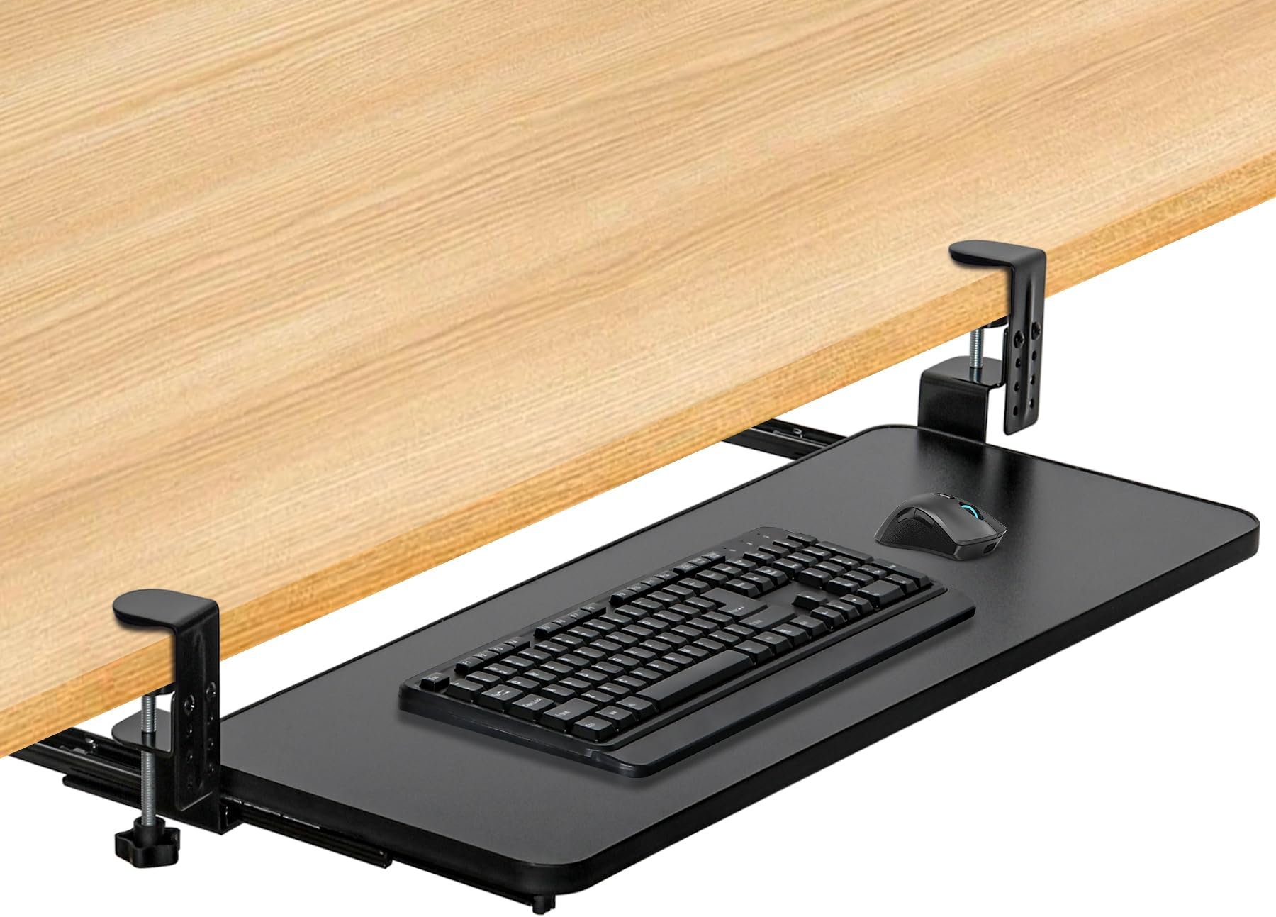 superbpagLarge Keyboard Tray Under Desk Adjustable Computer Keyboard and Mouse stand for Typing Working at Home Office, Black