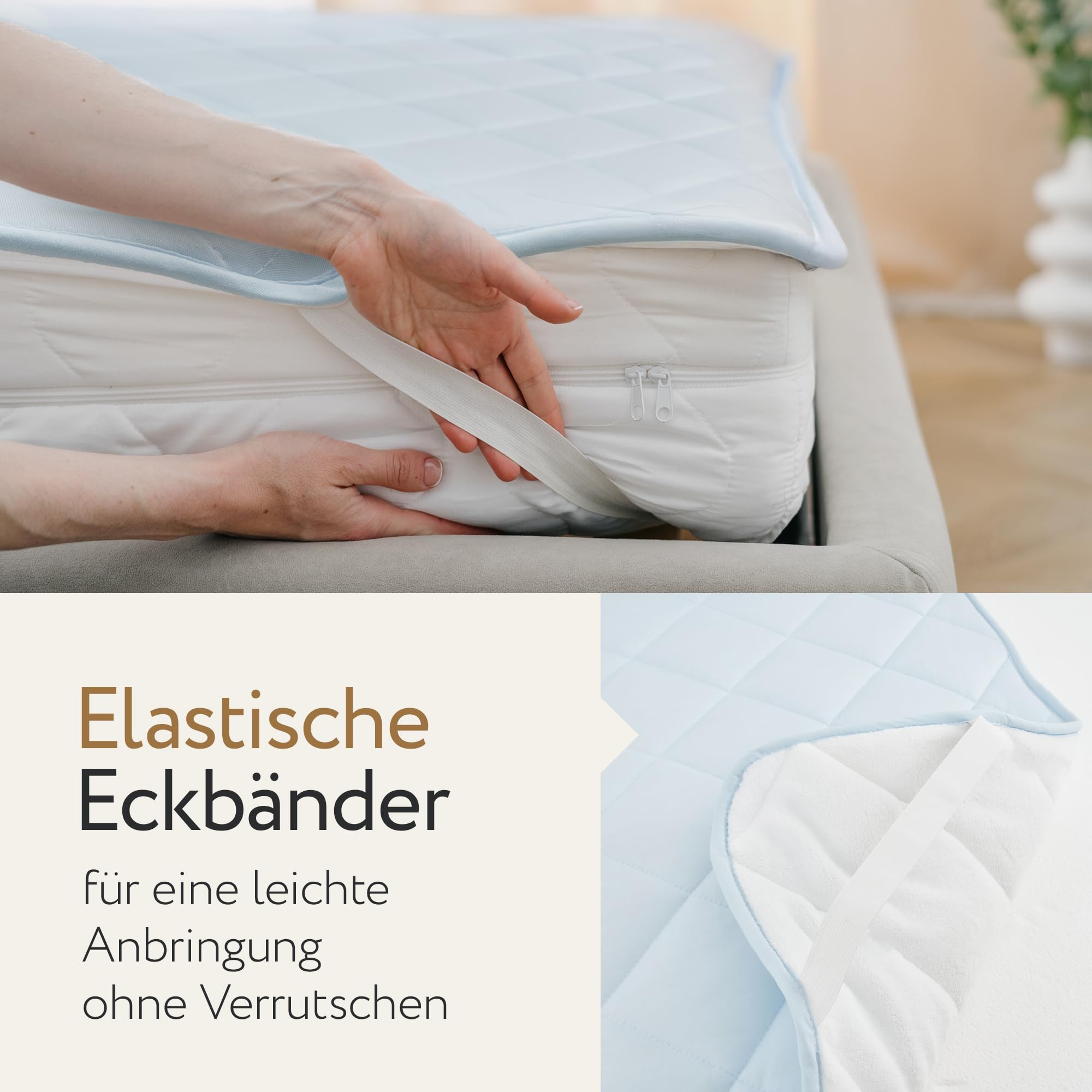 Herlag Matratzenauflage 180x200cm - 2-in-1 Wendeauflage mit Sommer- & Winterseite - Ganzjähriger Matratzenschoner - Cooling-Gewebe & Micro-Flanell - Waschbar & Trocknergeeignet - Öko Tex 100