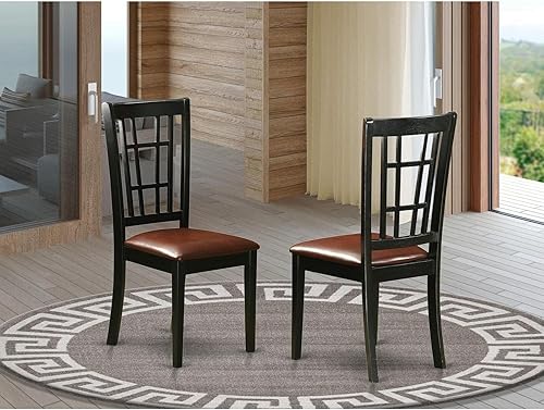 Miniatura 2 de East West Furniture NIC-BLK-LC Nicoli - Juego de 2 sillas de comedor tapizadas de piel sintética, color negro