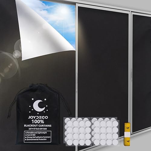 Joydeco Cortinas opacas portátiles, cortinas 100% opacas (157 x 57 pulgadas), persianas opacas para ventanas, dormitorio, guardería, habitación de