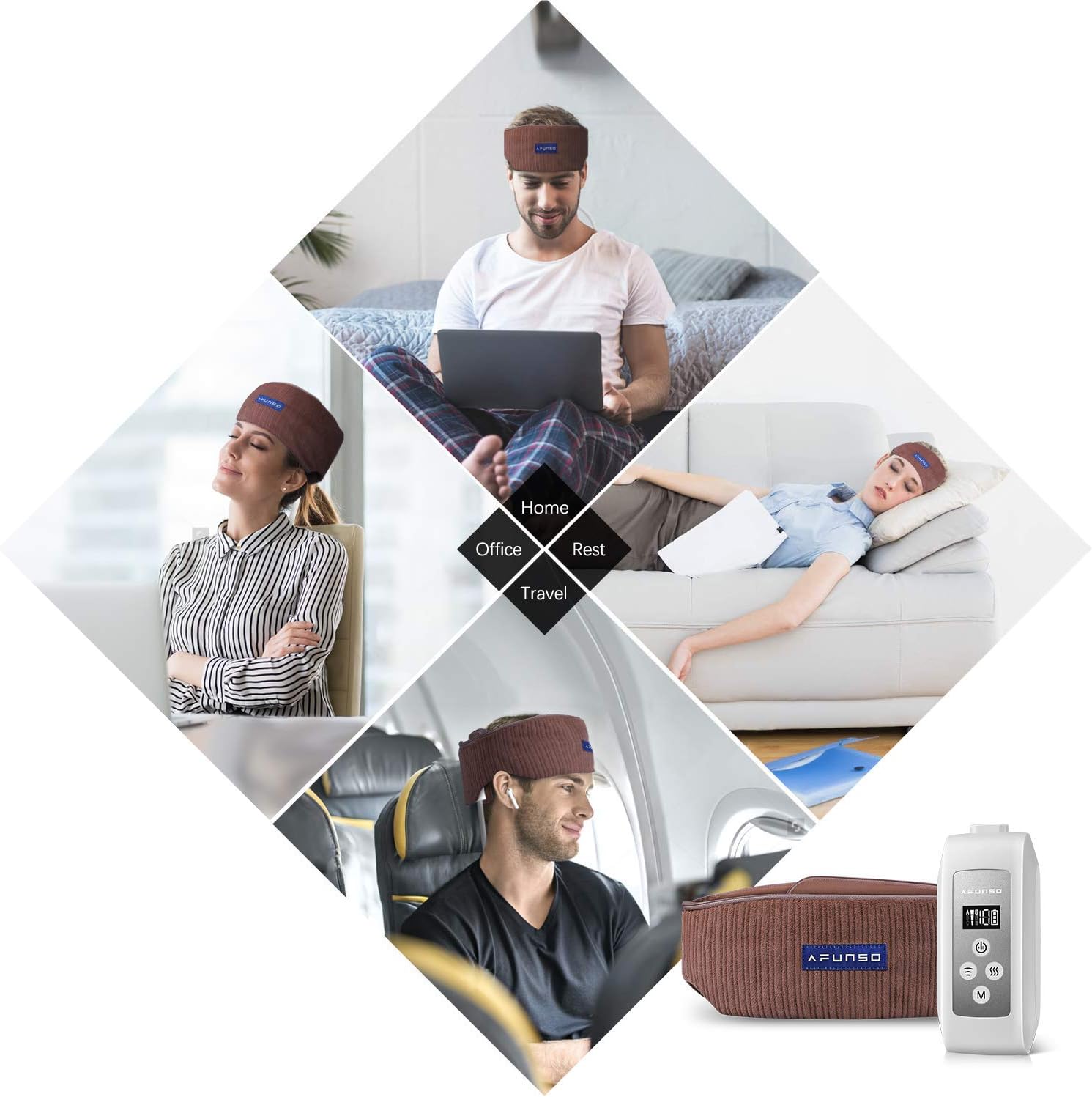 Head Scalp Massager - Rechargeable Hand Free Scalp Massager Airbag for Head with 3 Modes and Heating Function, Adjustable Size Portable Design for Deep Relaxation & Stress Relief Great Gift : Health & Household