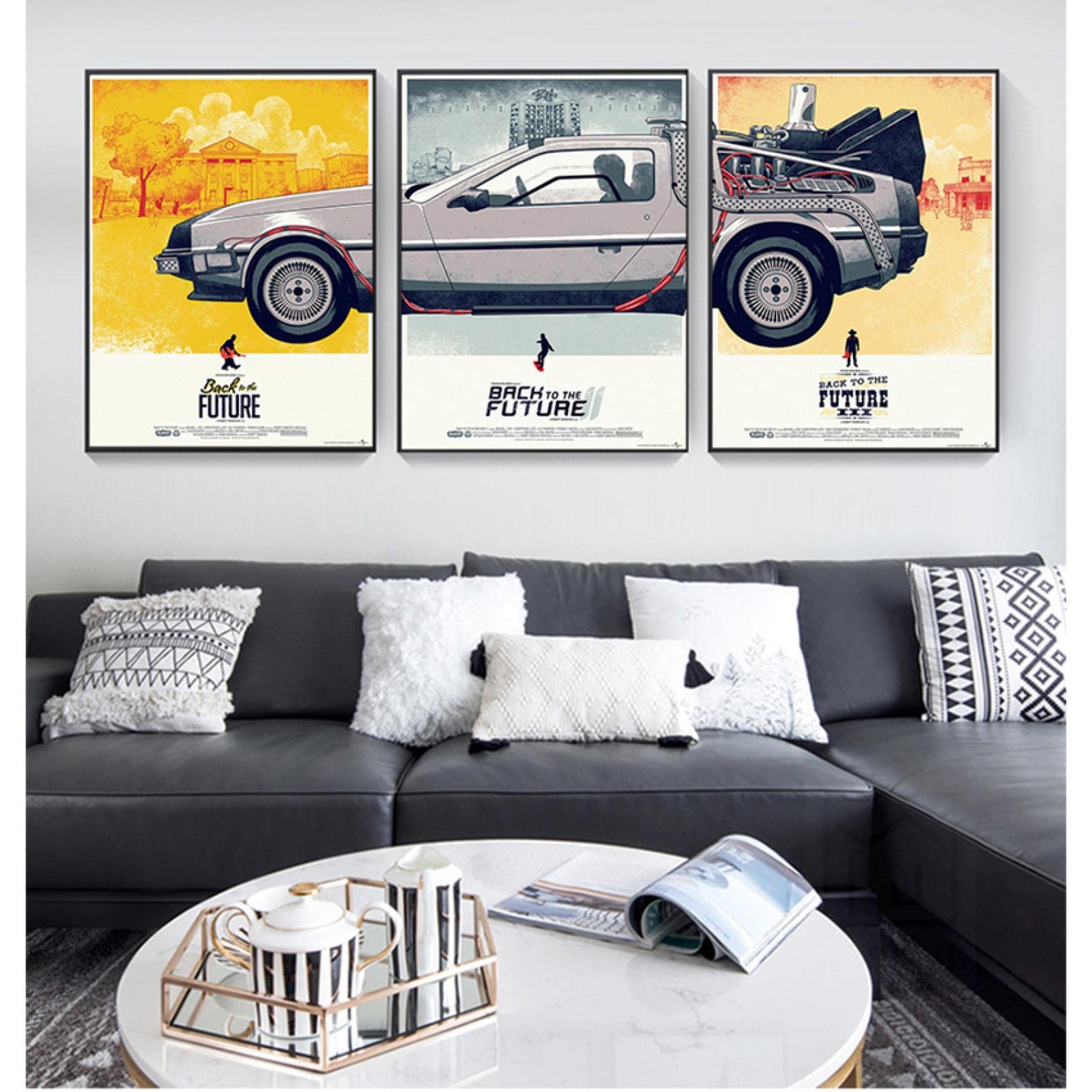 Imágenes de la película Decor para el hogar Niño Regalo para niños Regreso al futuro Cartel del coche Pinturas artísticas Impresión del cartel de la lona Clásico 40x60cm (16x24in) x3 Marco interior