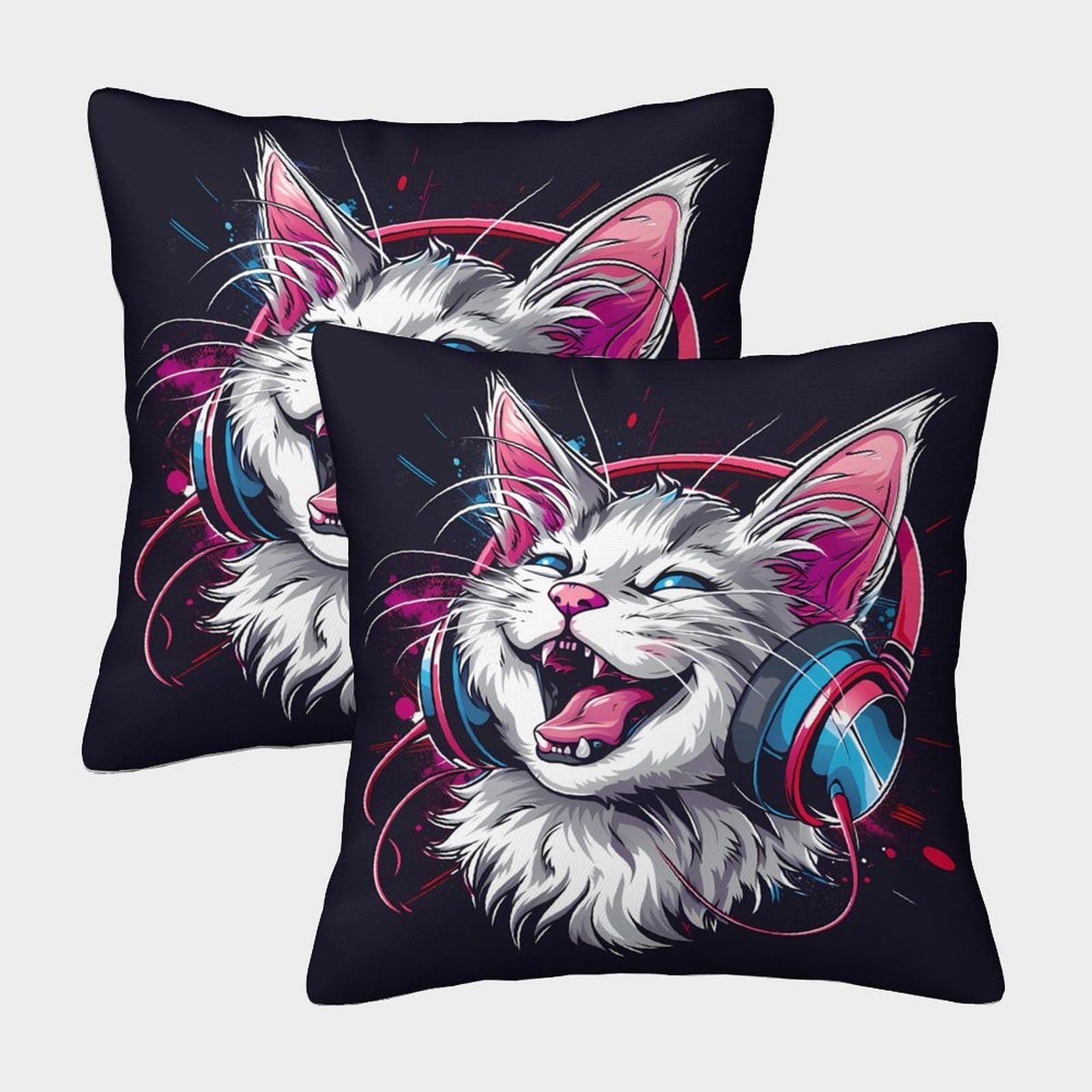 QFVANSIYO Vivid Cat 3D Printed Microfiber Pillowcase Bedroom Decor Animal Pattern Pillow Cover for Adults Teens Home 40x40cm
