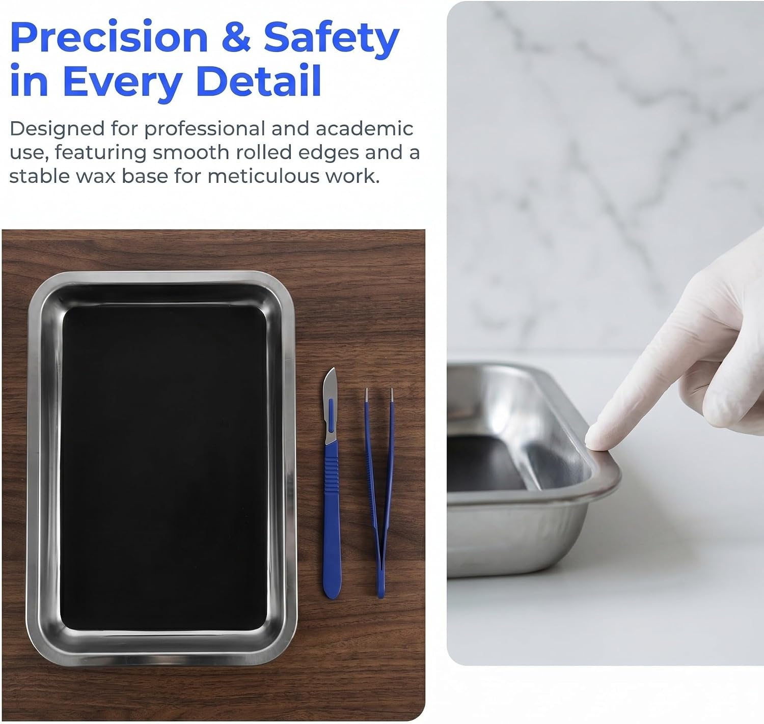 Ciieeo 2pcs Reusable Stainless Steel Rectangular Dissection Pan with Wax for Laboratory Science Education, Supports Lab Station Organization, for Students and Professionals