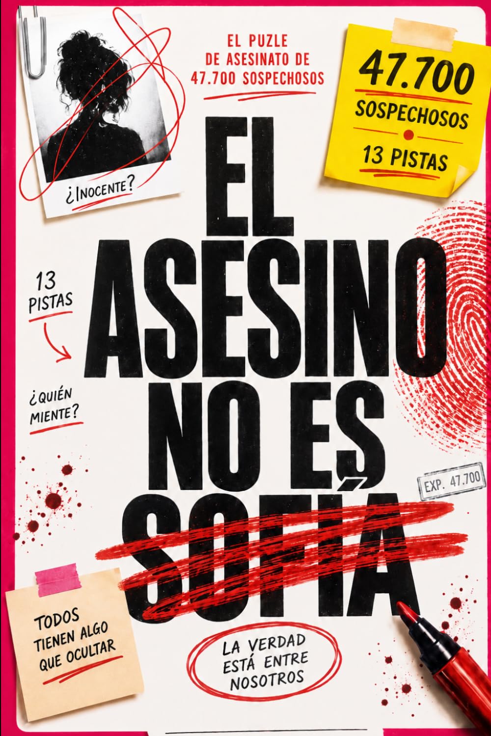 el asesino no es sofia: 47700 SOSPECHOSOS, juego de deducción y lógica para adultos, encuentra al culpable con 13 pistas