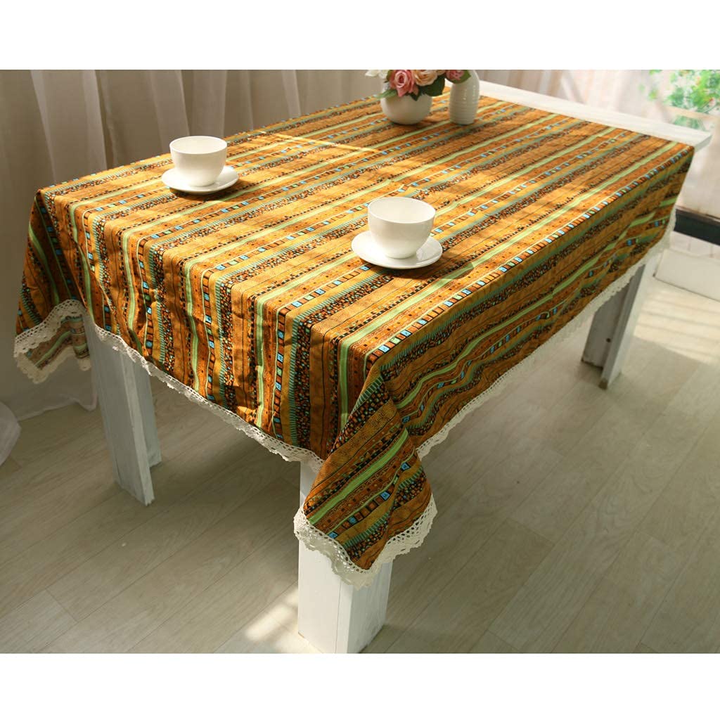Nappe rectangle style ethnique jaune pour repas de famille chaleureux