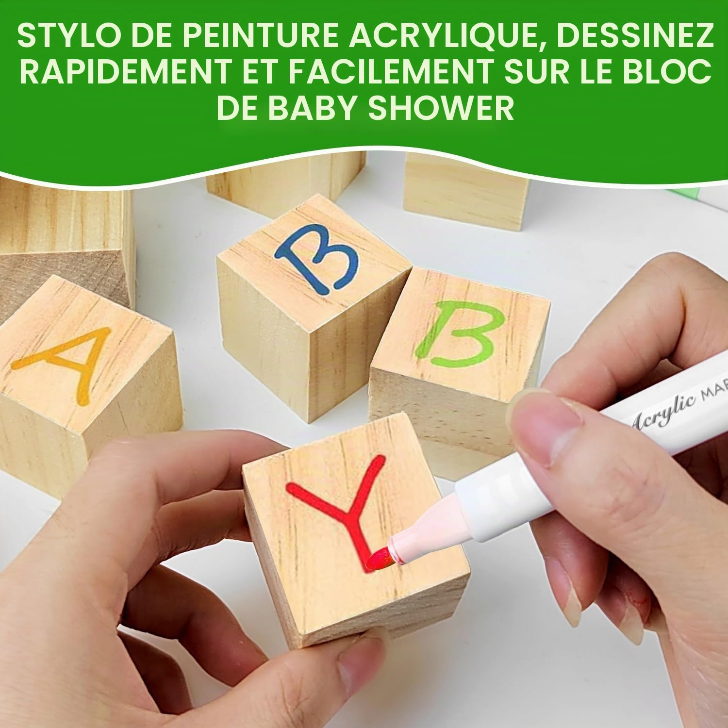 Lot de 75 Jeux de fête prénatale, Set de Jeux Autour de Bébé, Set de Jeux pour la Baby Shower, en Bois, Décoration avec Stylo de Couleur, pour fête prénatale garçon et Fille