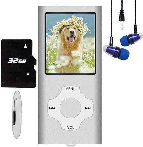 Reproductor de MP3MP4, reproductor de música MP3 Hliwoynes con tarjeta SD de 32 GB de memoria SD Slim Classic Digital LCD de 1.82 pulgadas, mini
