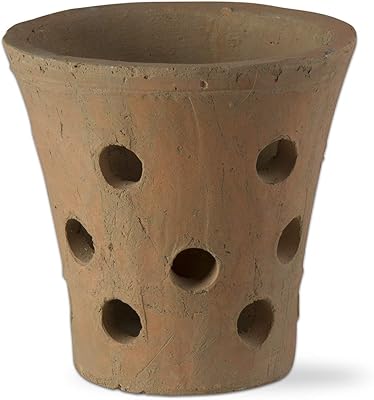 TAG Orchid Pot Garden Planter for Flowers with Rustic Terracotta Finish Terracotta