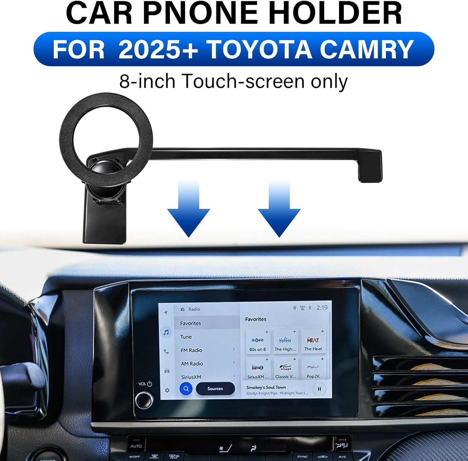for MagSafe Car Phone Holder for Toyota Camry LE/SE 2025-2026 Accessories, Magnetic Phone Holder 360° Cell Phone Mount for Toyota Camry 2025 Accessories (8-Inch Screen Fixed Clip)