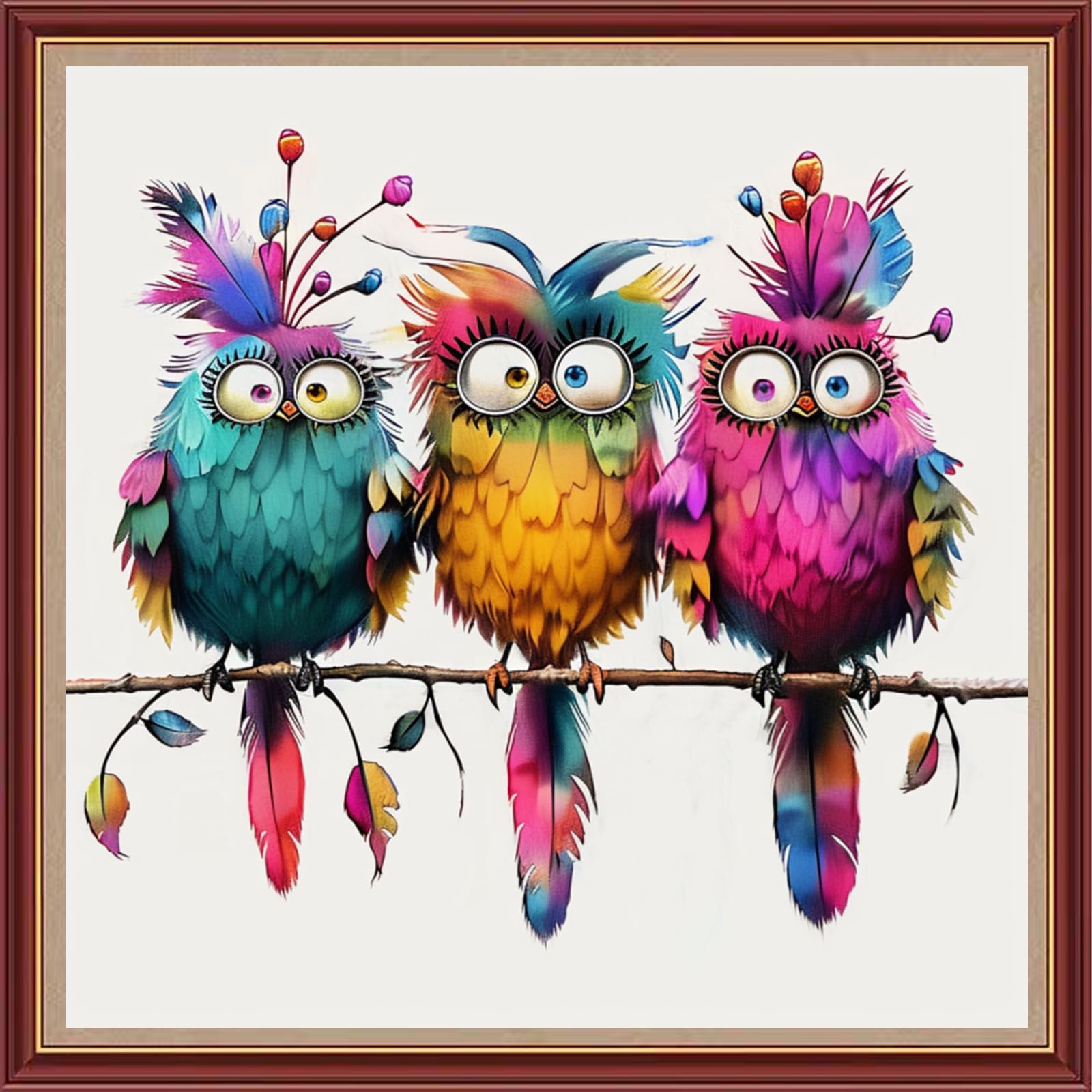 Fanxvivy Stamped Cross Stitch Kits for Beginners Full Range of Cross Stitching Preprinted Embroidery Kits for Adults, 11CT Embroidery Pattern Needlepoint Kits-Colorful Birds 18x18 inch