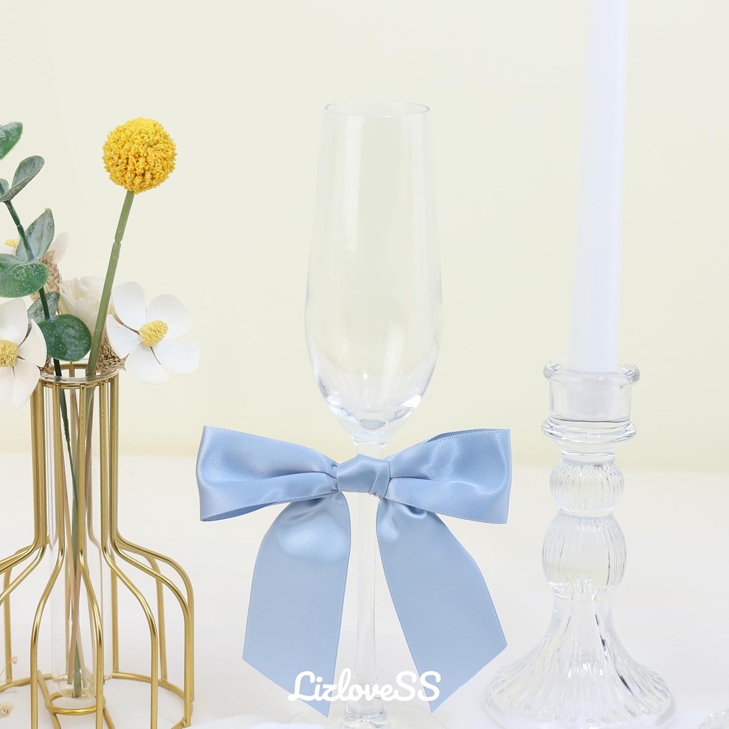 Dusty Blue Satin Ribbon Twist Tie Bows 5 Inch Pre-Tied Blue Gift Bows for Crafts, Treat Bags, Party Favors, Wedding, Baby Shower, Candy Apple, Christmas Tree (36 Pack) - Image 8