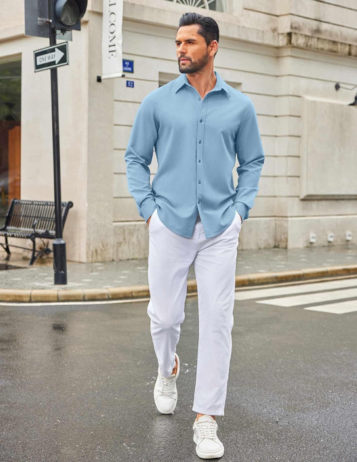 COOFANDY Men's Casual Button Down Long Sleeve Untucked Denim Dress Shirt - Image 4