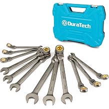 DURATECH 12-Piece Anti-Slip Flex-Head Ratchet Spanner Set, 8-19 mm, Cr-V