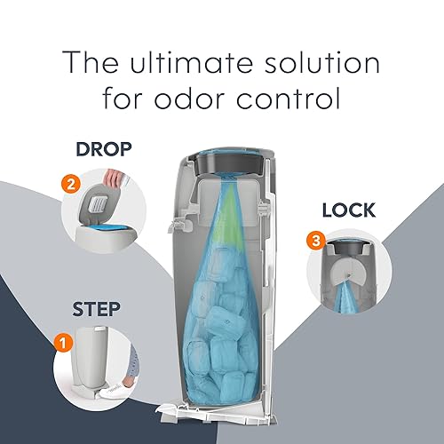 Miniatura 20 de Diaper Genie - Cubo para pañales Complete (blanco) con control de olores mediante agentes antimicrobianos, incluye 1 cubo de basura para pañales, 3