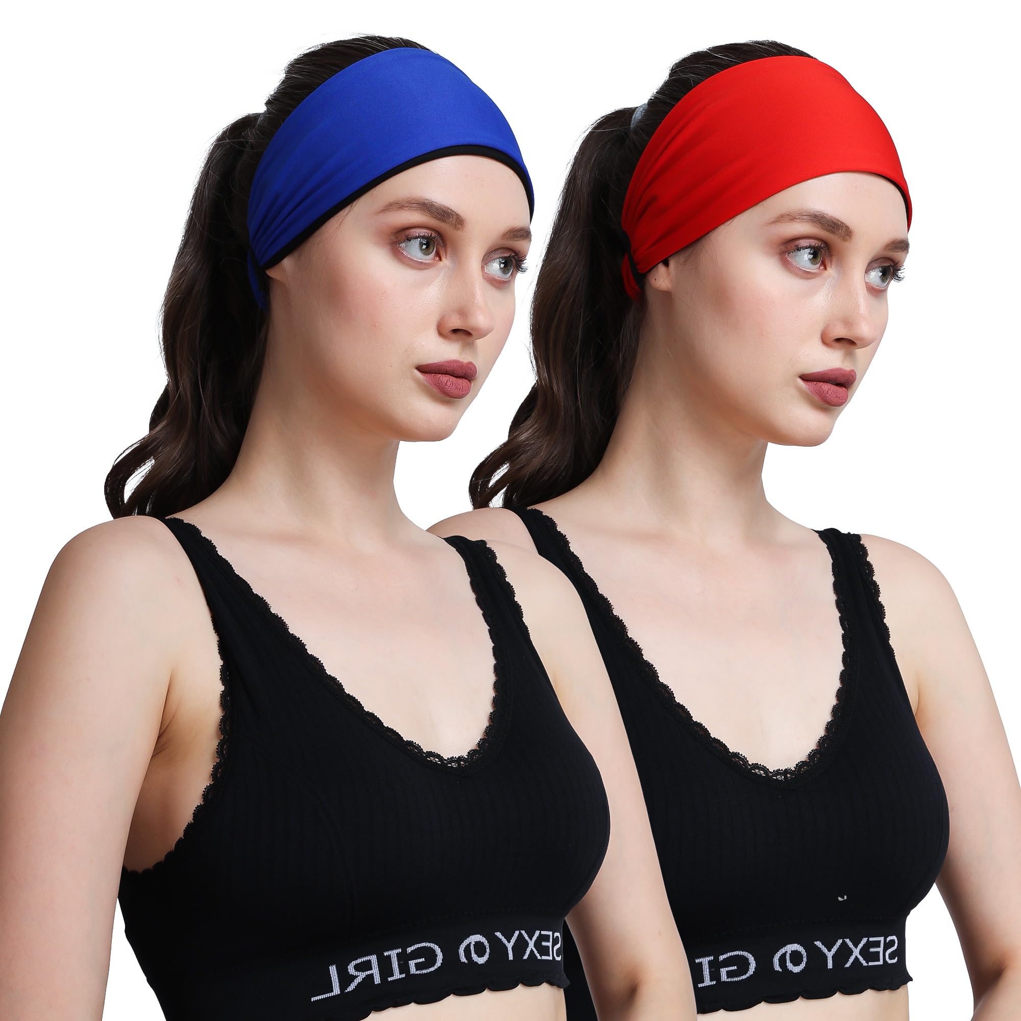 PAROPKAR Multi Sports Moisture Wicking Headband Sweatband Wristband Hairband for Gym Yoga Workout Outdoor Running Cycling Football Cricket for Men Women (Red Royal Blue)-image-2