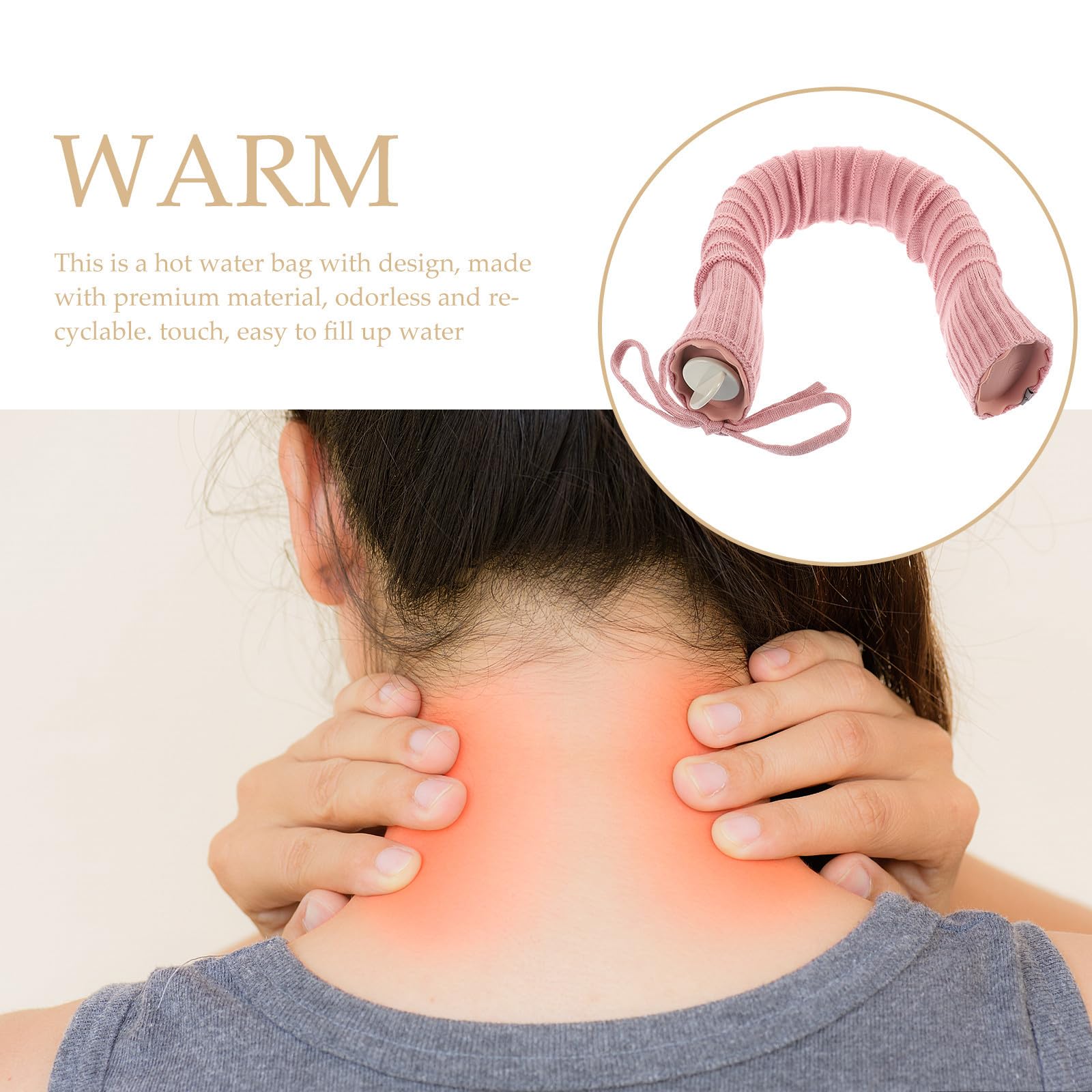 iplusmile Bolsa de Agua Caliente en Forma Cuello Silicona y Tejido, Resistente a Fugas y Conservación del Calor, Adecuado para Casa y Viaje en Invierno Color Aleatorio