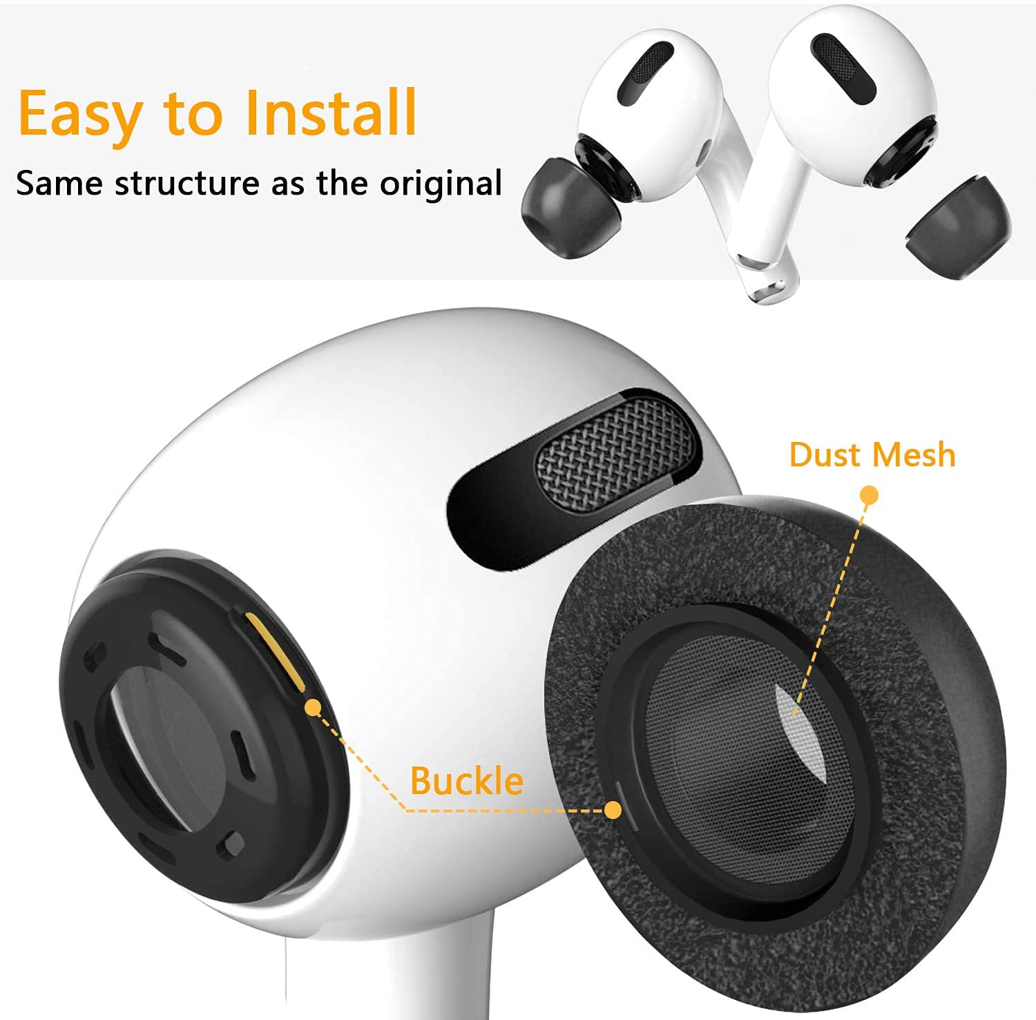 KASOTT Advanced Memory Foam Ear Tips for AirPods Pro 1st&2nd Gen,Version 5.0 Replacement Buds,Comfortable,Secure,Anti-Slip,Better Noise Cancellation,Fit in The Charging Case,3 Pairs