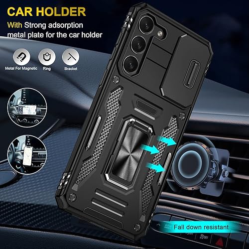 Miniatura 3 de Androgate Funda para Samsung S23, Galaxy S23 con protector de pantalla HD, soporte de anillo de metal de grado militar con soporte de 15 pies, a