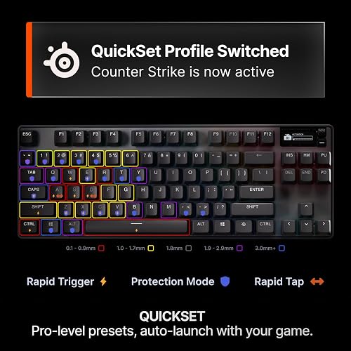 SteelSeries Apex Pro TKL Gen 3 OmniPoint 3.0 HyperMagnetic Switches — Adjustable Actuation — Rapid Trigger — Game-Ready Presets — Protection Mode — Rapid Tap/SOCD — OLED — RGB — PBT Keycaps — USB-C - 3