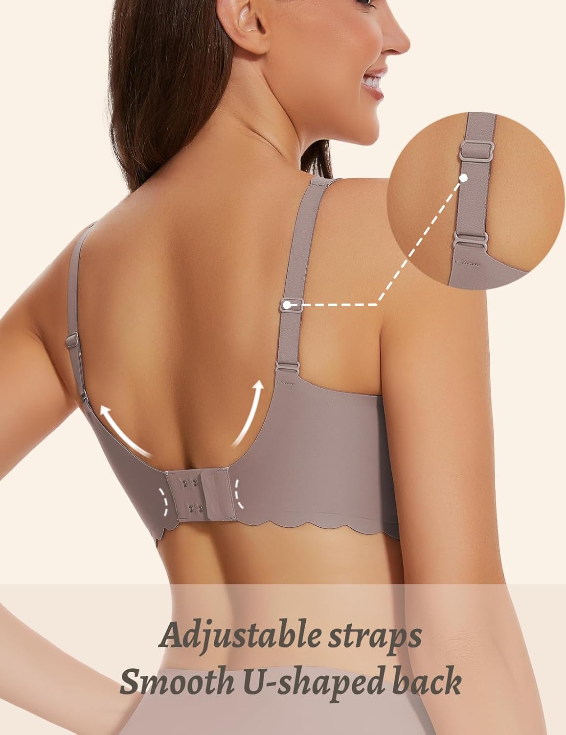 Gailife Cute Floral Bras for Women No Underwire Seamless Ultra Comfort Bralettes for Women with Support Everyday Plunge Bra - Grey, S - Image 3