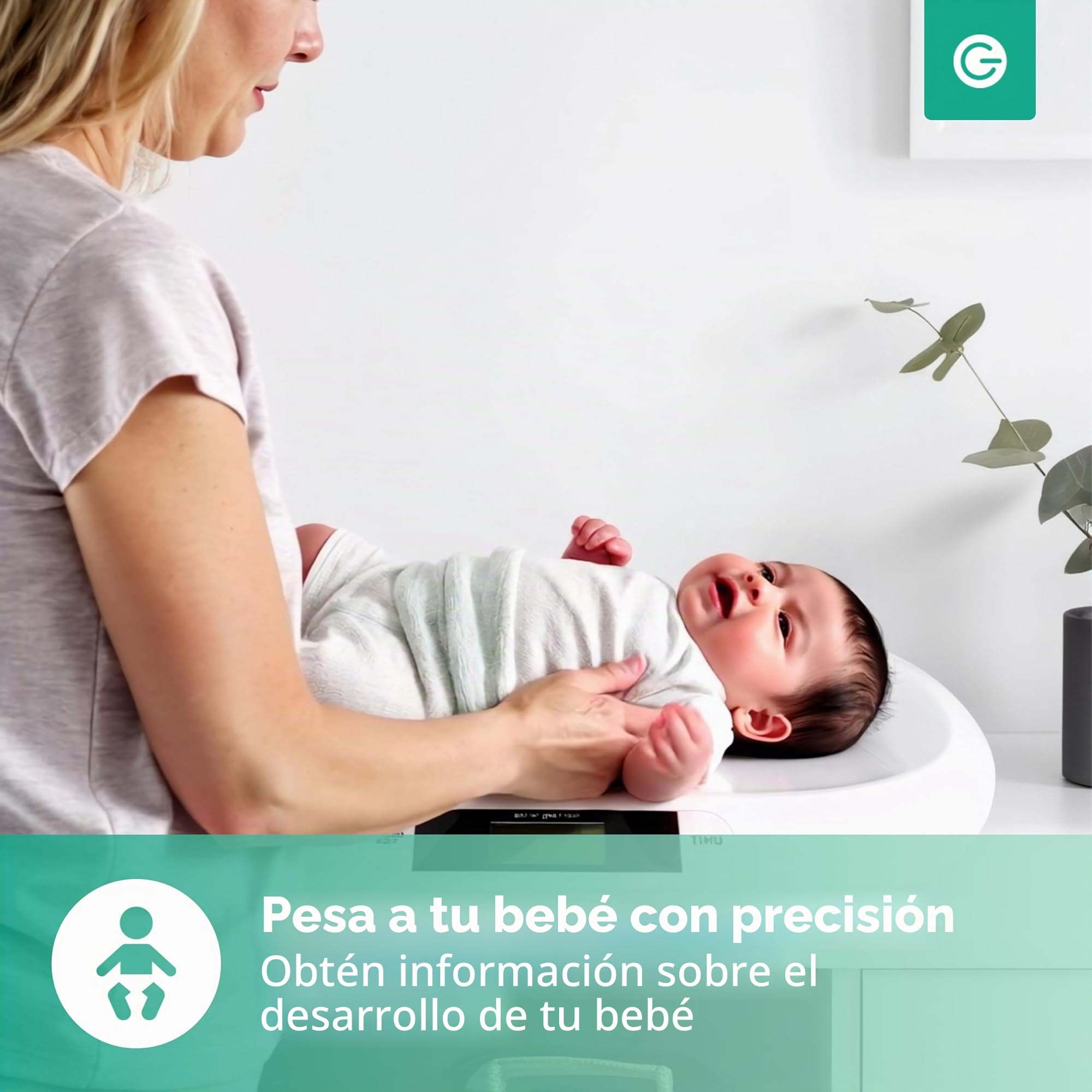 Silvergear Báscula Digital para Bebés 20 kg LED Control de Peso 54,5 x 31,5 cm Blanco