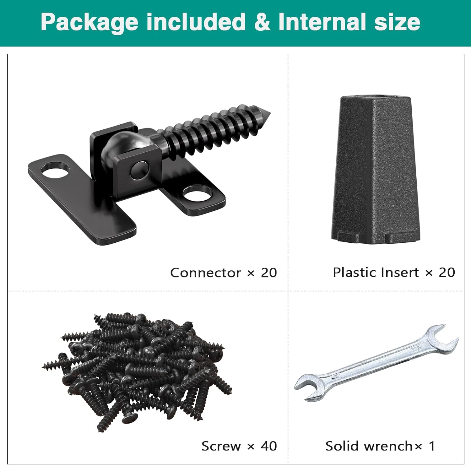 Adjustable Height and Angle Stainless Steel Connectors for Easy Installation of 1/2" Deck Stair Hollow Metal Balusters (20, Not Include Shoes)